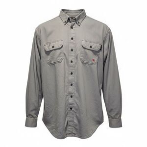 Ariat Men's 2XL Gray Button Up Work Shirt XXLT FR Flame Resistant Front Pockets